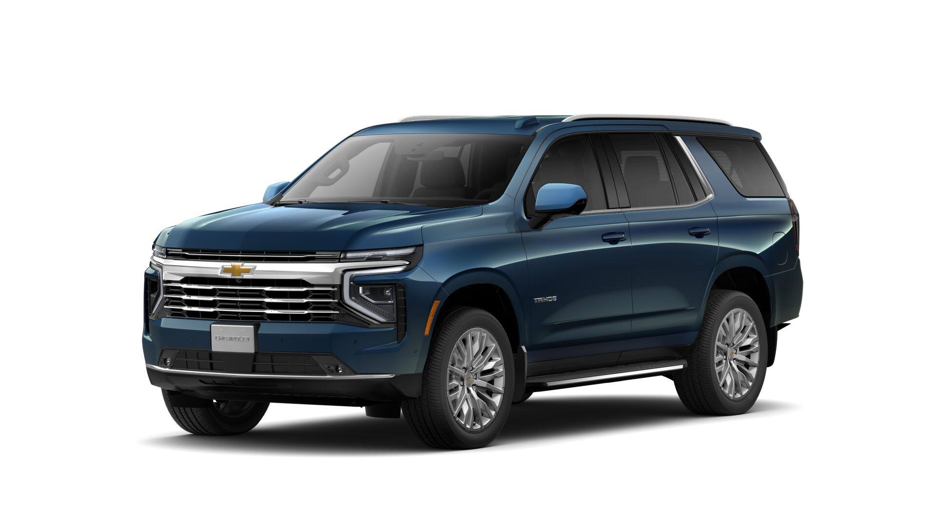 2026 Chevrolet Tahoe LT in Lakeshore Blue Metallic — front three-quarter view
